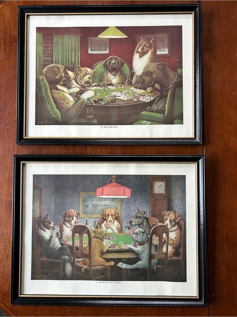Vintage C.M. Coolidge “Dogs Playing Poker” Framed Pair
